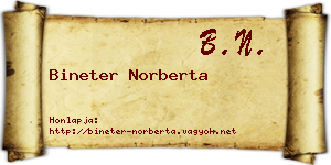 Bineter Norberta névjegykártya